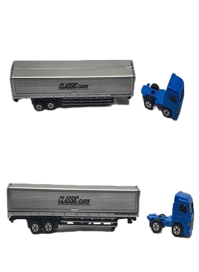 MINIMOTO Mini Trailer Truck in Die Cast Alloy Metal Heavy Duty Truck Toy 1:64 Scaled Model | Mini Vehicles Transport Toys for Kids Boys Adult Men | Collectables & Realistic Design Free Wheel in Blue - Image 2